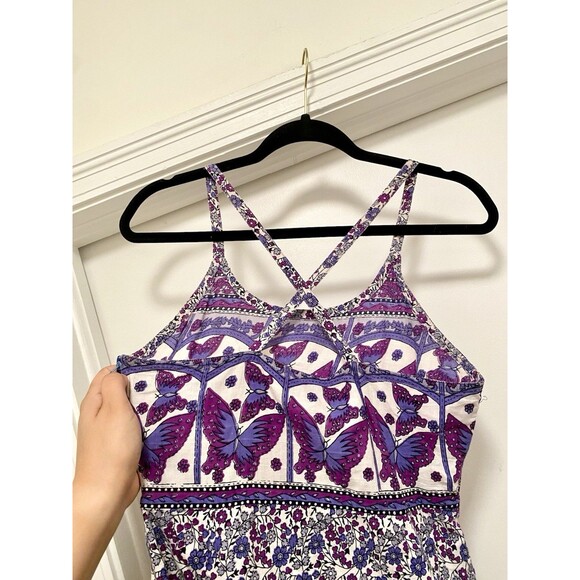 VTG Y2K Butterfly Mini Sun Dress Sz Small  Purple Fairy Boho Ethereal Floral - Picture 5 of 10